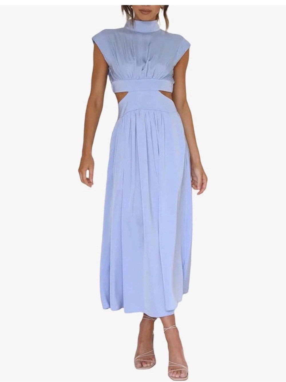 Light Blue Maxi Dress with Cutout Waist